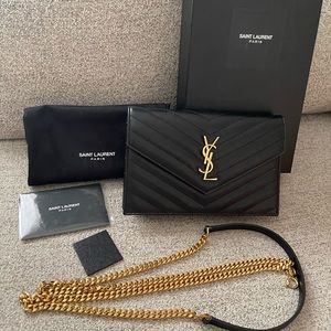 YSL Saint Laurent monogram wallet on chain